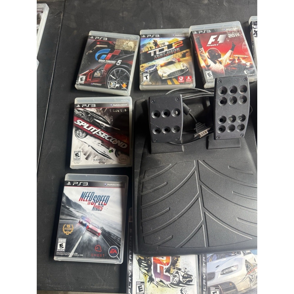 Logitech Driving Force PS3 Racing Wheel Pedals + 12 Game Lot Tested - Picture 3 of 15